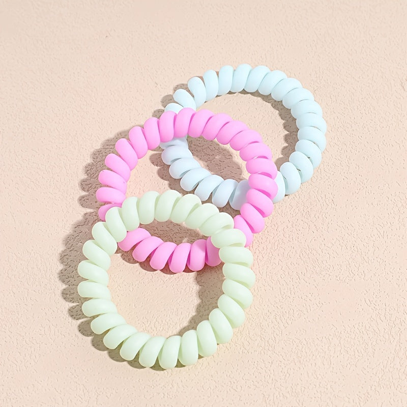 Solid Telephone Wire Scrunchie Elastic Hair Tie Accessory