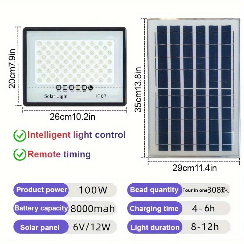 High Power Solar Street Lamp Light Control Remote Control Timing Spotlight