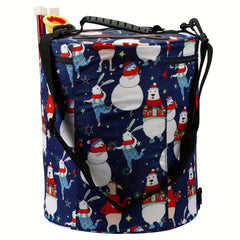 Christmas Theme Yarn Bag Knitting Storage Crochet Cylinder Portable