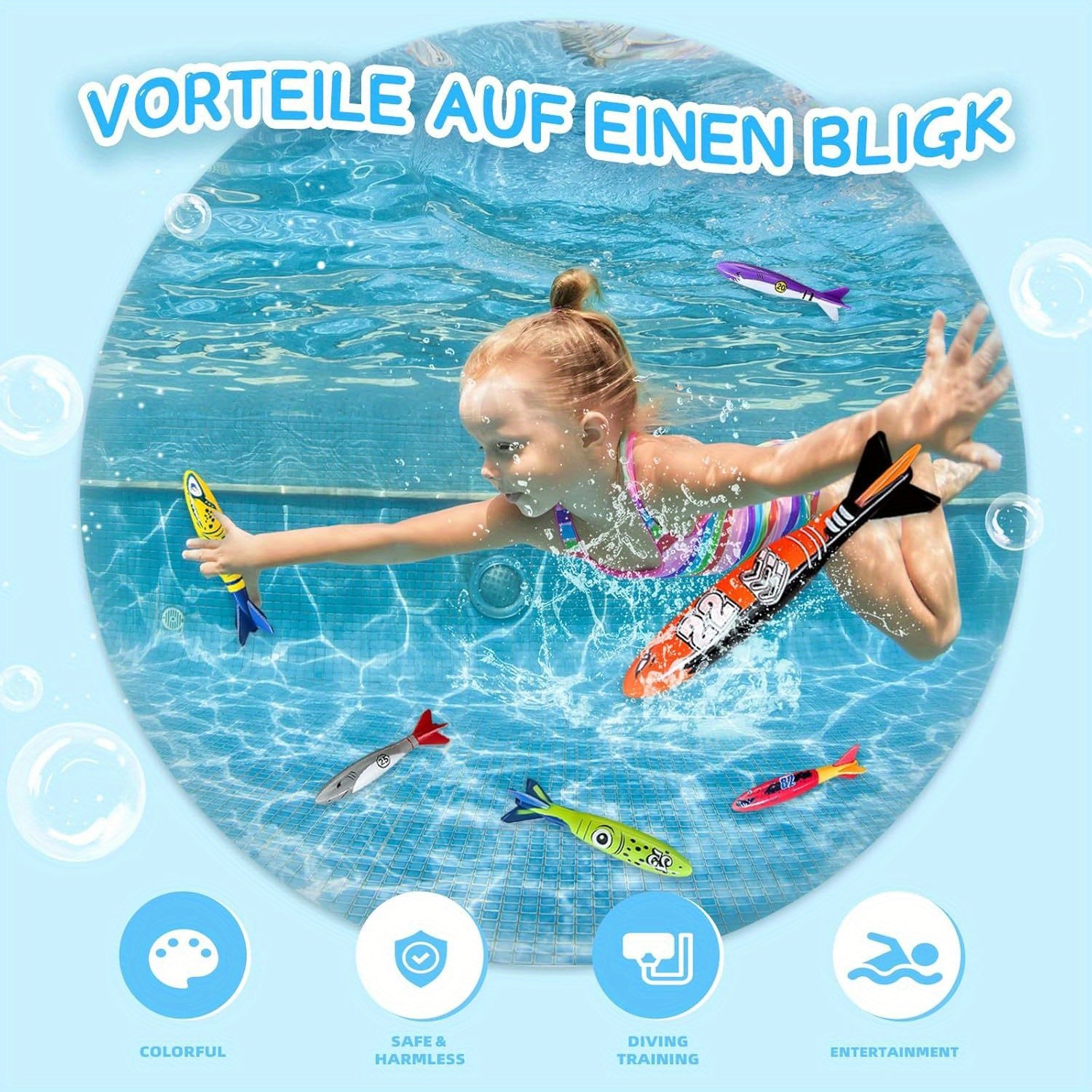 Shark Diving Sticks Pool Toys for Kids - Underwater Games & Pool Activities