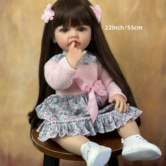 55 Reborn Toddler Dolls Soft Silicone Baby Dolls Halloween Christmas Gift