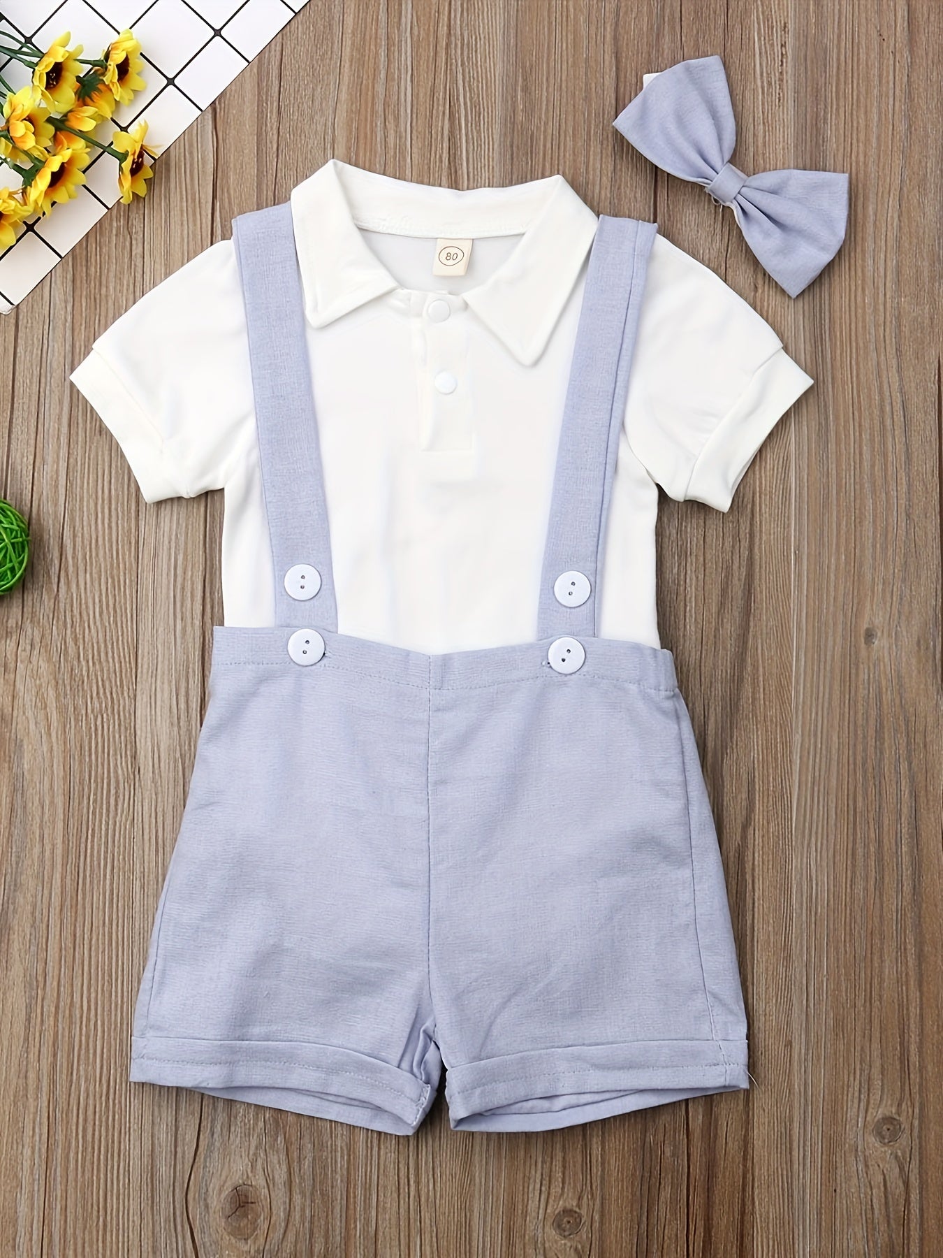 Newborn Baby Boys Gentleman Outfits Romper Top Pants Bowtie Set