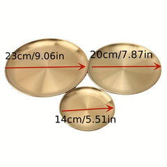 Stainless Steel Golden Dinner Plate Tray for Snacks, Cakes, Decor