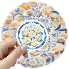 60pcs Porcelain Food Stickers for Luggage, Phones, Laptops