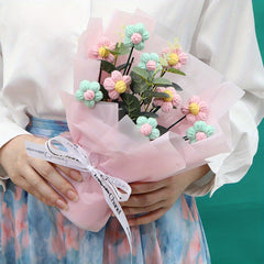 Creative Crochet Wool Eternal Flower Puffs Bouquet Handicrafts Flower