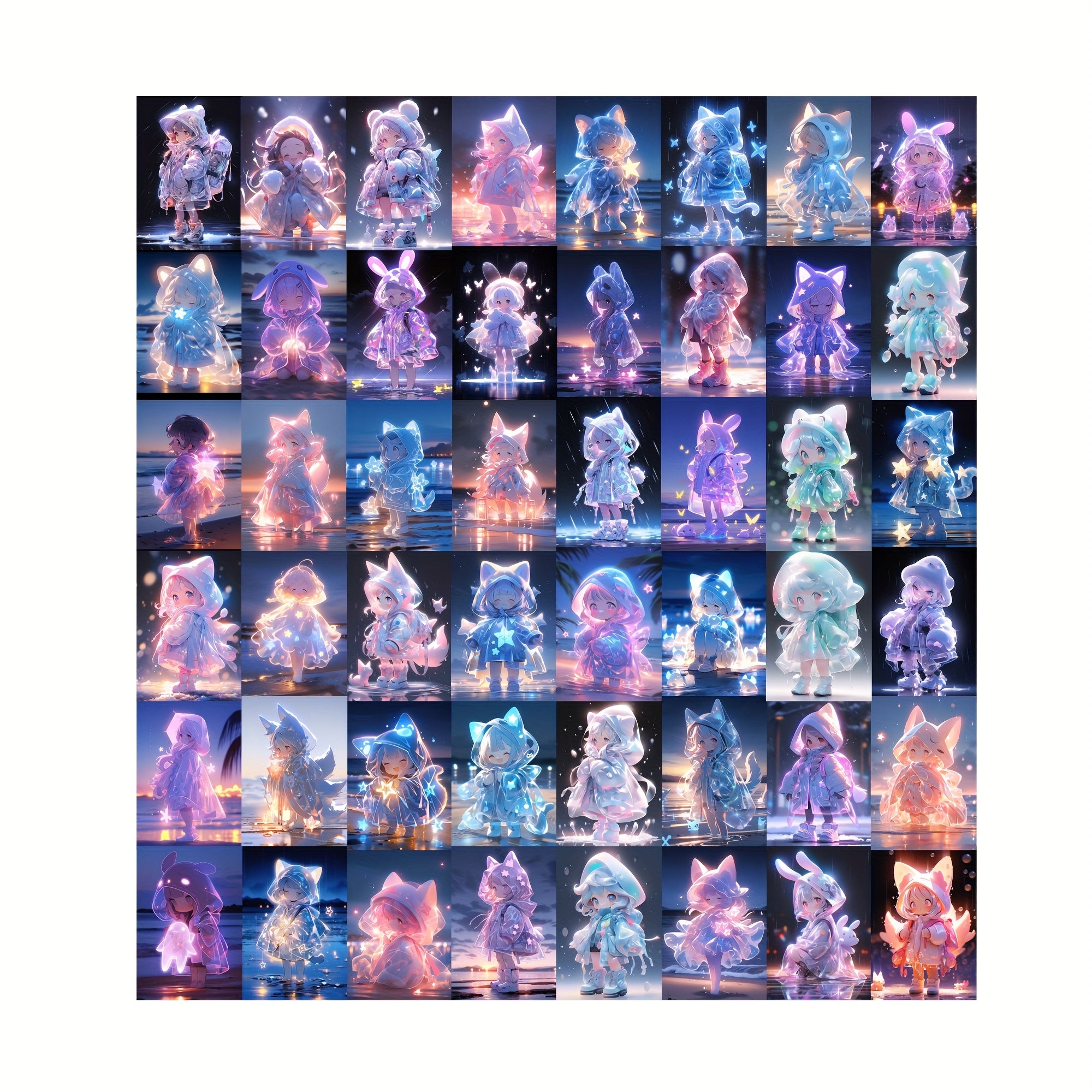 50pcs Purple Doll Graffiti Stickers Car Luggage Notebook Water Cup Decals