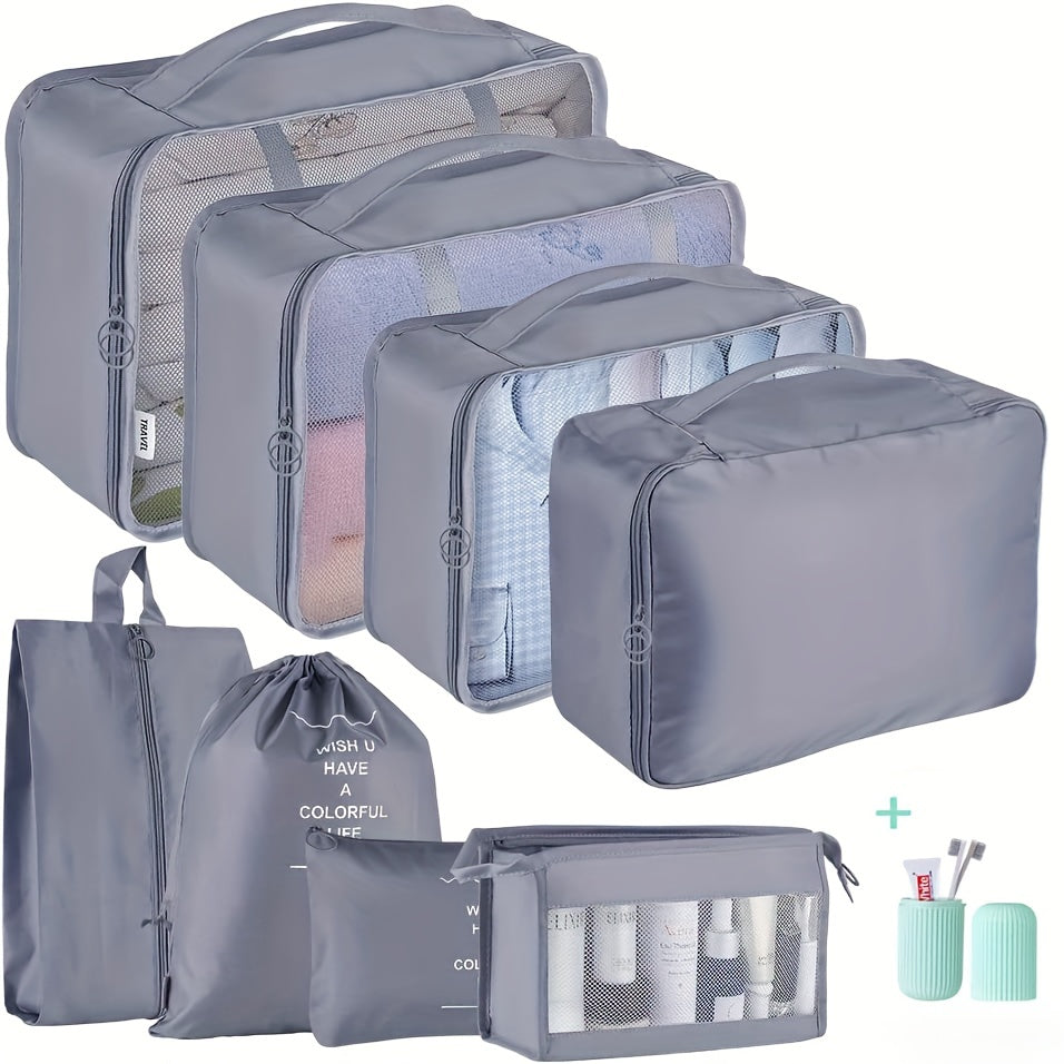 9 Pcs Travel Luggage Bag Sets, Dustproof Lightweight Organizers
