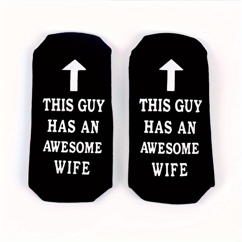 Men's Funny Novelty Socks Awesome Wife Cotton Crew Socks