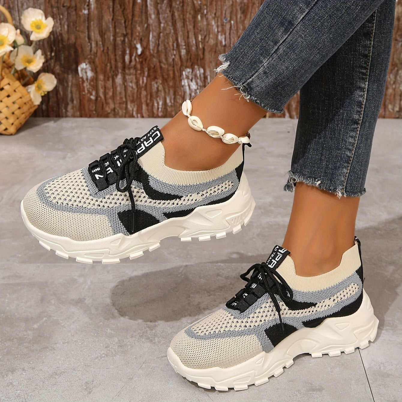 Women's Block Knit Platform Running Shoes