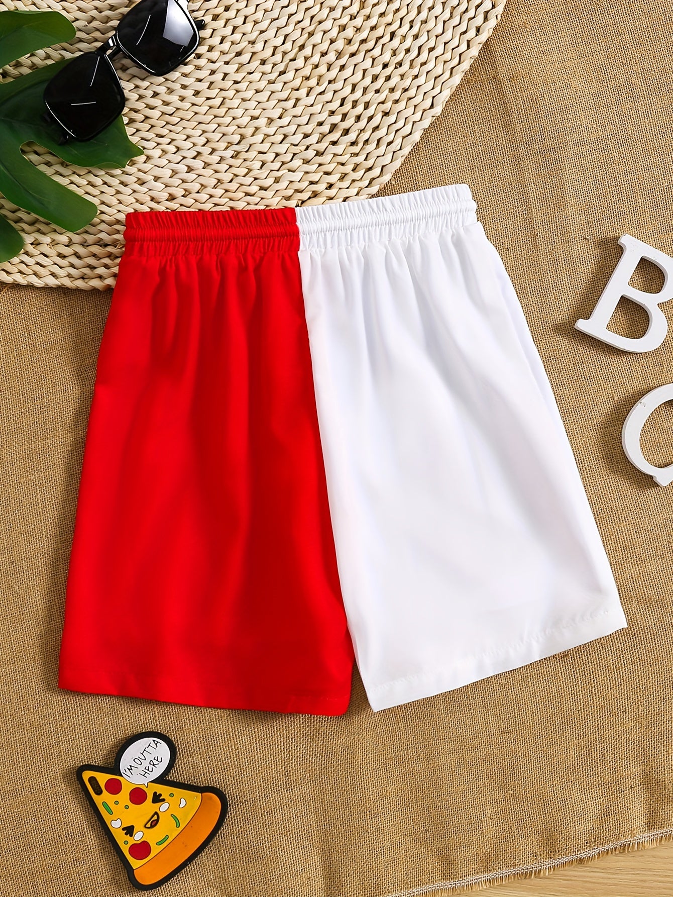 Boys Geometric Dinosaur Swim Trunks Elastic Waist Beach Shorts