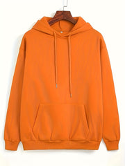 Solid Kangaroo Pocket Hoodie Long Sleeve Drawstring Hoodies