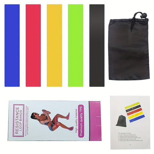 5pcs Yoga Elastic Band Exercise Resistance Bands Stretching Fitness Hip Band