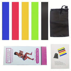 5pcs Yoga Elastic Band Exercise Resistance Bands Stretching Fitness Hip Band