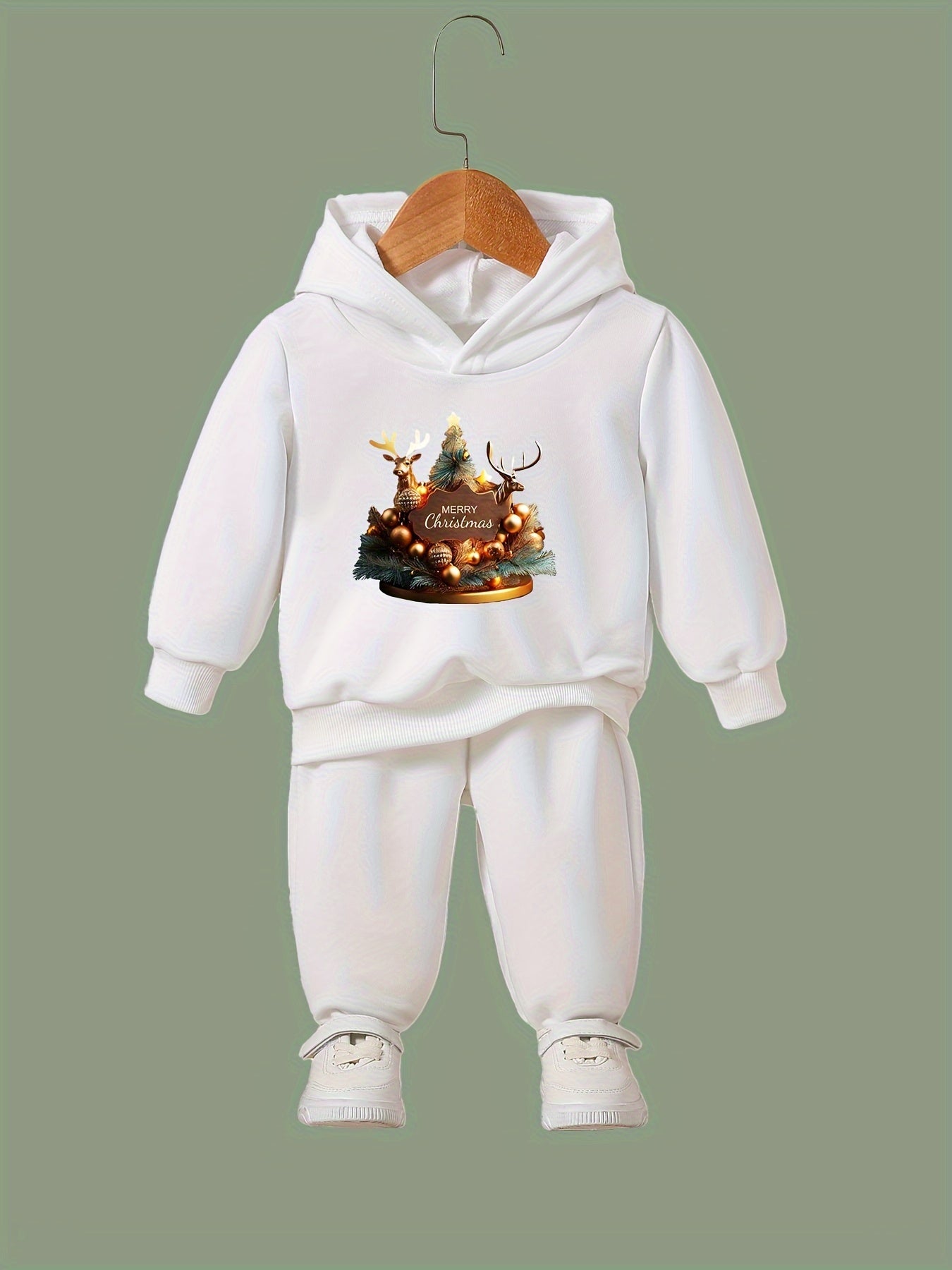 OERYUI Christmas Outfits 2pcs Girls Hoodies Jogger Pants Set For Sports