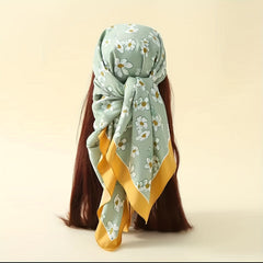 Floral Print Shawl Large Satin Square Scarf Bandana Turban