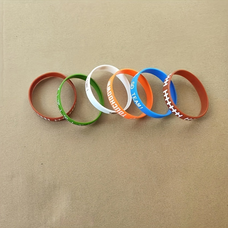 6 Football Theme Bracelets for Party Favors