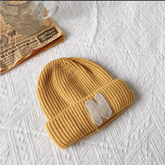 Kids N Letter Patch Knitted Hat Warm Woolen Hat