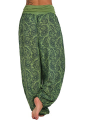 Paisley Print Wideband Waist Pants for Spring & Summer