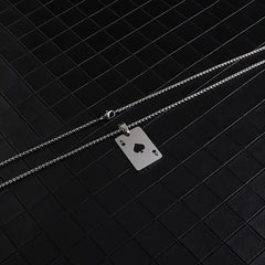 Boys Poker Pendant Necklace Stainless Steel Hip Hop Style