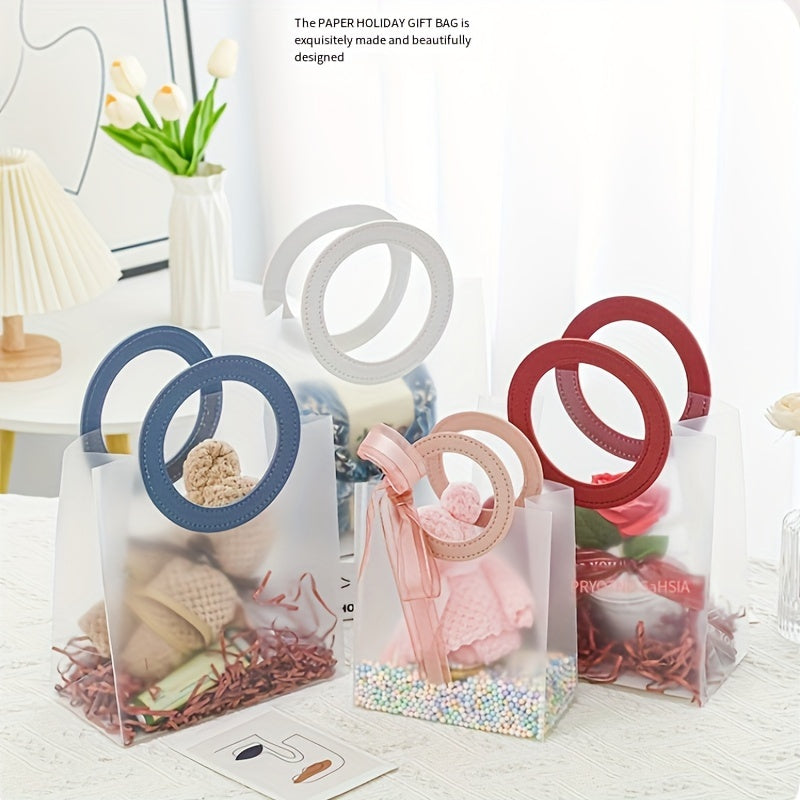 12pcs Frosted Round Tote Bag Flowers Gift Bag Wedding Christmas