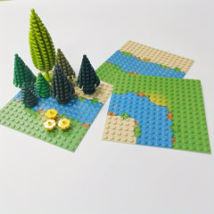 2pcs Set Small Grain Base Plates Forest Scene Building Blocks Home Decor Board