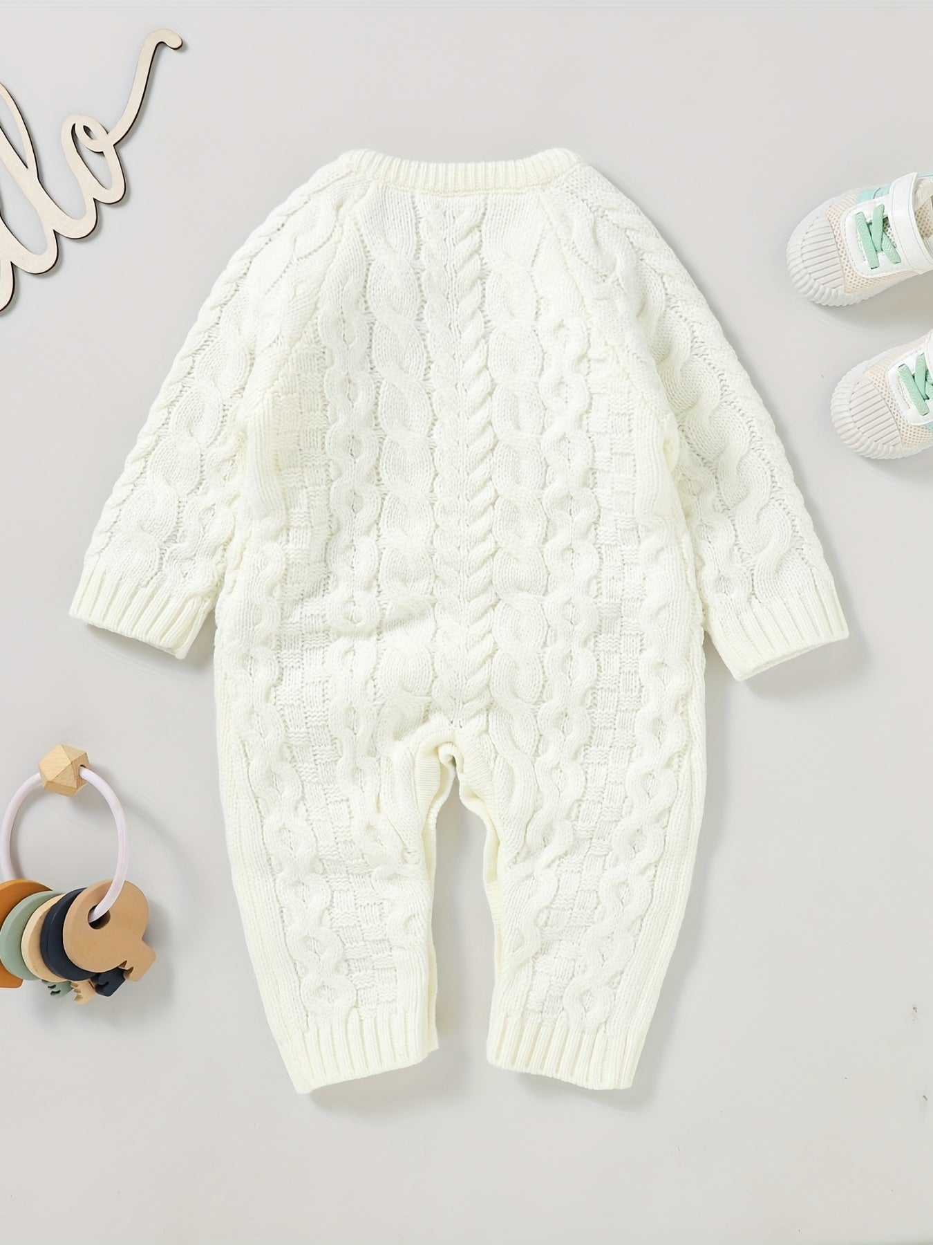 Baby Knitted Romper Long Sleeve Button Down Casual Onesie