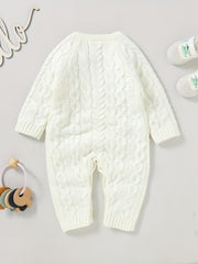 Baby Knitted Romper Long Sleeve Button Down Casual Onesie