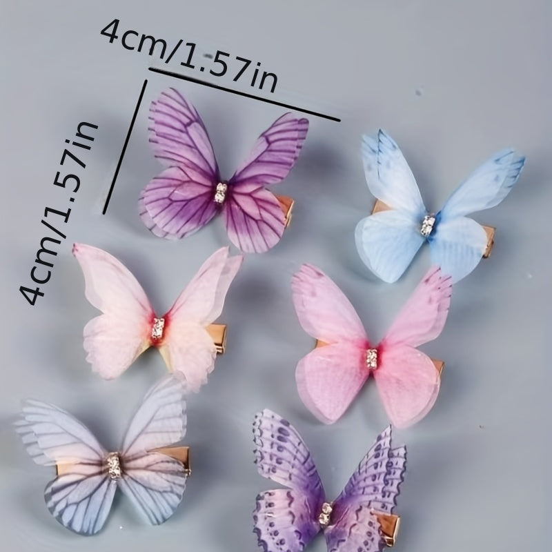 6-Piece Butterfly Hair Clip Set for Girls' Hair Styles