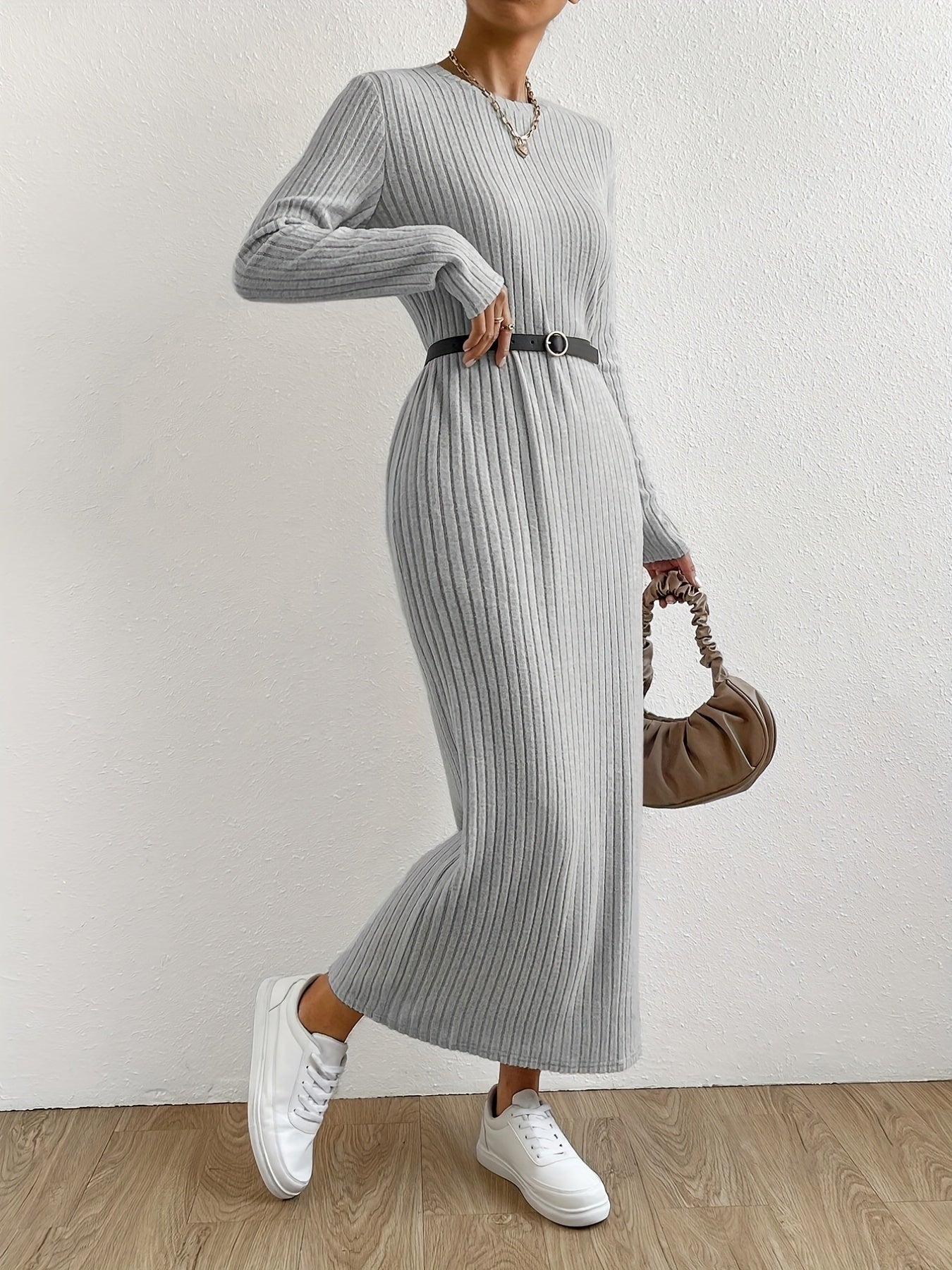 Ribbed Maxi Dress Long Sleeve