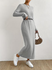 Ribbed Maxi Dress Long Sleeve