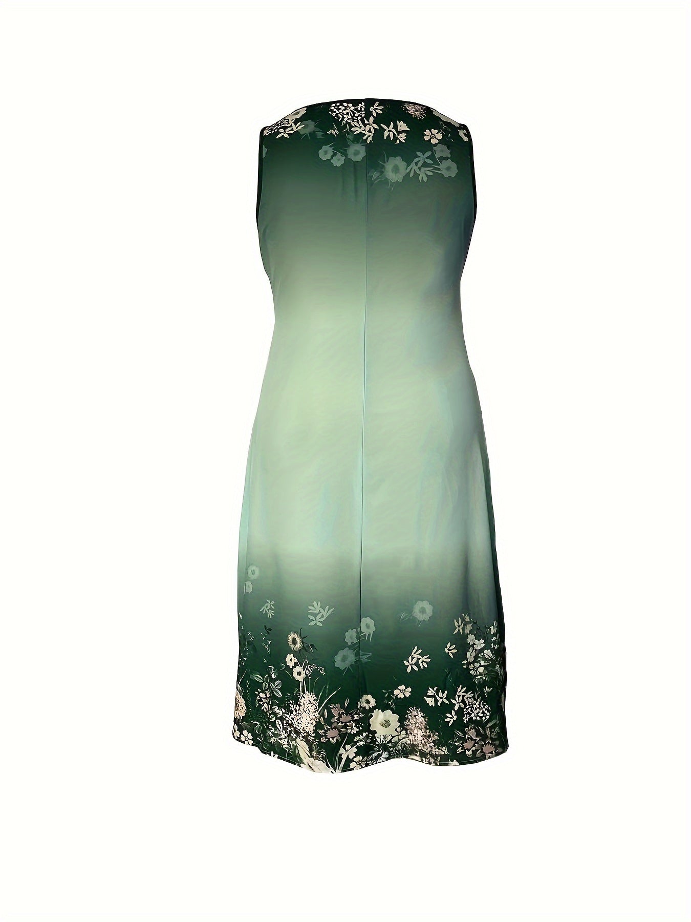 Women's Plus Floral & Ombre Print V Neck Tank Dress & Half Sleeve Open Front Top