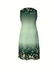 Women's Plus Floral & Ombre Print V Neck Tank Dress & Half Sleeve Open Front Top