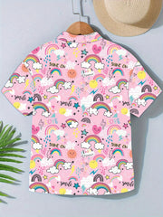 Kids Cartoon Graphic Short Sleeve Shirt