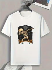 Skeleton Print Men's Graphic T-shirt for Summer