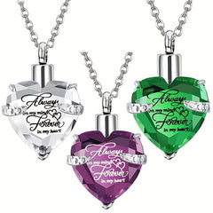 Pet Ashes Memorial Jewelry Heart Shaped Birthstone Cremation Urn Necklace