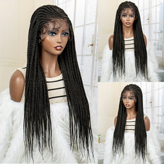Knotless Long Box Braid Hair Wigs Synthetic Fiber Lace Front Hair Wigs For Women