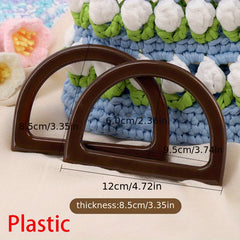 2pcs Wooden D-shaped Handles Suitcases DIY Cosmetic Bag Portable Semi Circle
