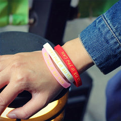 Letter Print Silicone Couple Wristband Bracelet