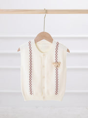 Kids Bear Decor Knitted Sweater Gentleman Vest for Autumn