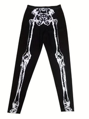 Skull Print Skinny Leggings High Waist Stretchy Leggings