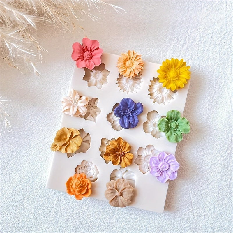 Daisy Silicone Mold for Polymer Clay Earrings, 1 Pc