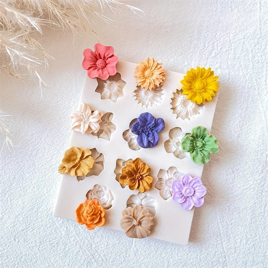 Daisy Silicone Mold for Polymer Clay Earrings, 1 Pc