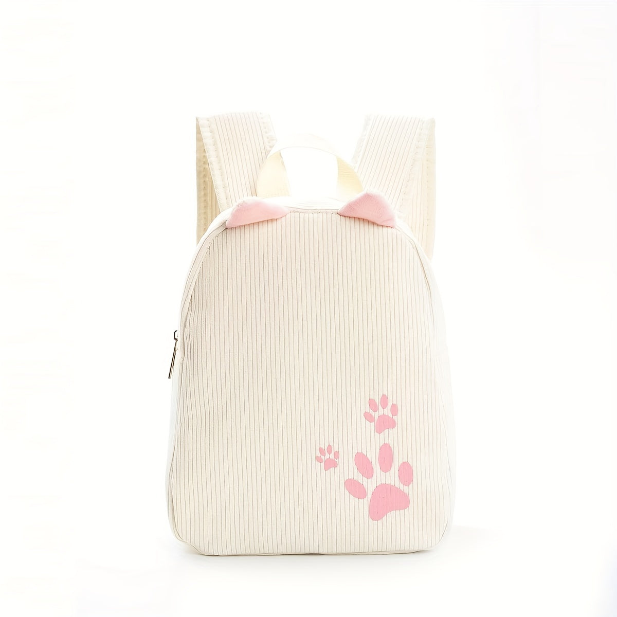 Corduroy Rabbit Ear Footprint Backpack Lightweight Waterproof Schoolbag