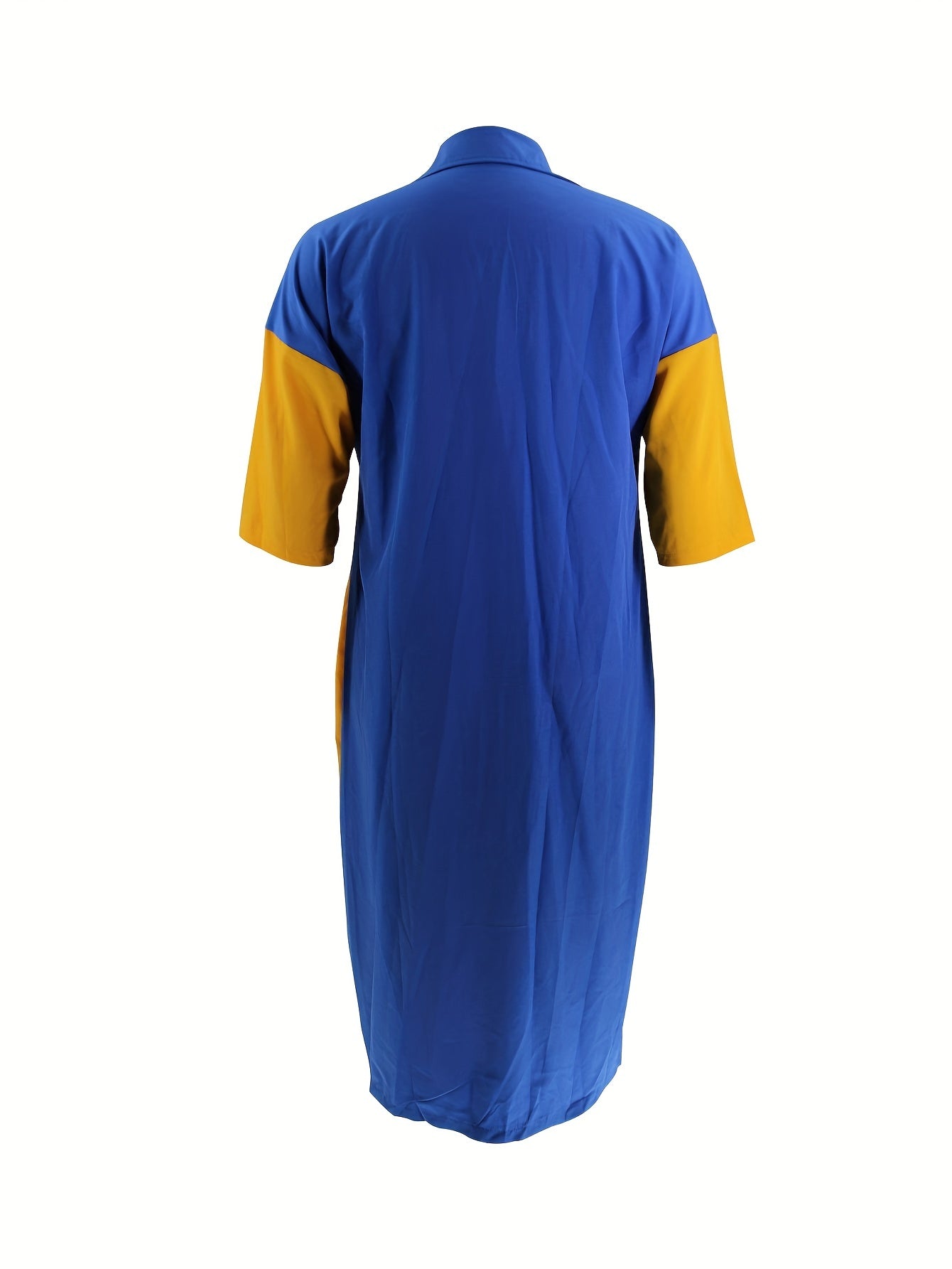 Colorblock Button Up Half Sleeve Shirt Dress