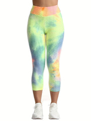 Stylish Tie Dyed Yoga Leggings High Waist Capris