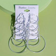 Metal Earrings Set Golden Silver Various Sizes Girls