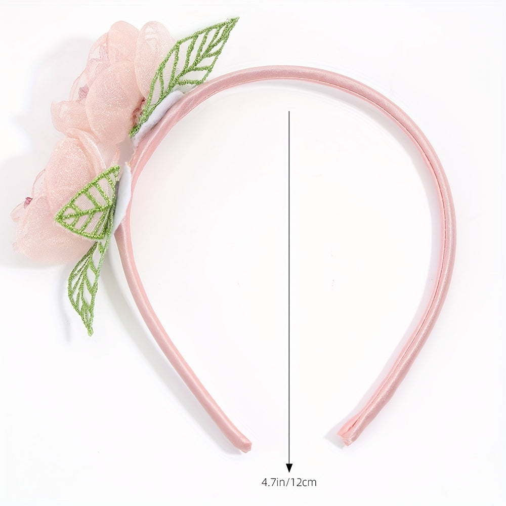 Floral Headband Baby Girls 2 Flowers Toddler Hair Hoop
