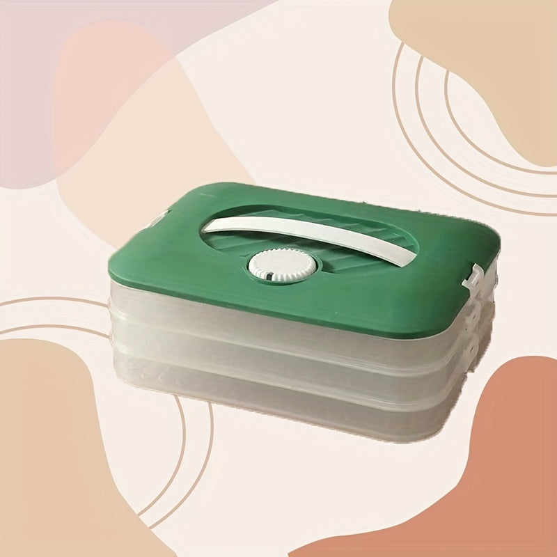 Portable 3 Layer Dumpling Box with Lid for Picnic, Camping