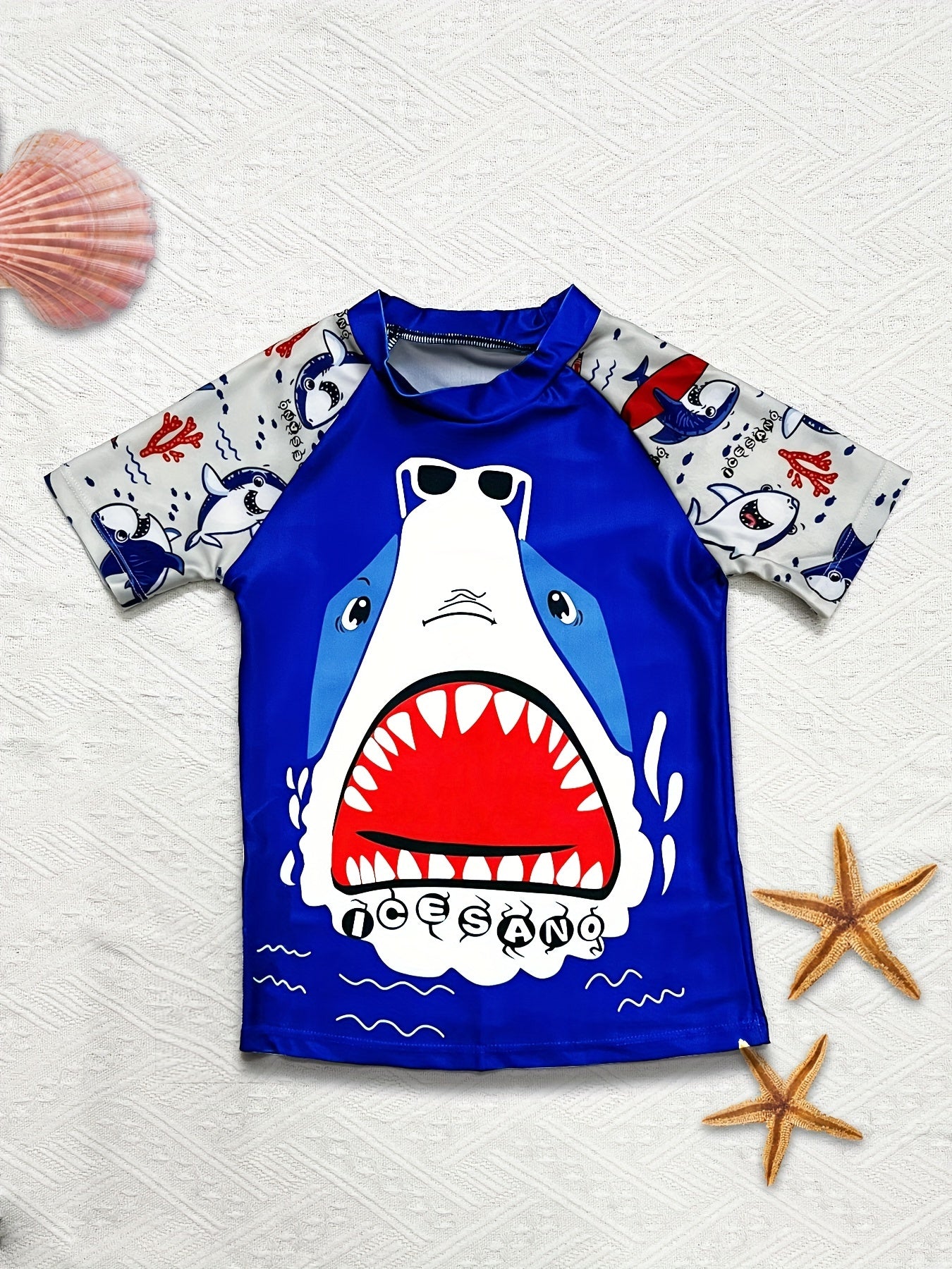 Toddler Boys Shark Graphic Surfing Set Summer Beach Clothes Bathing Suits