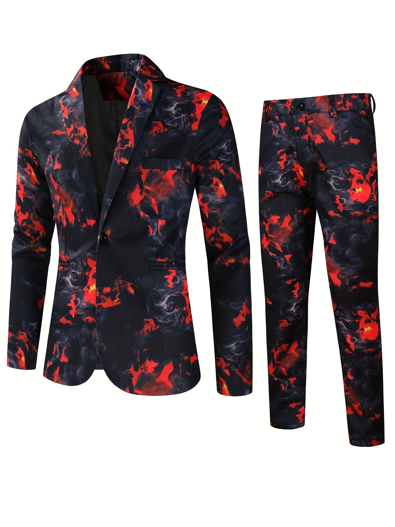 Rose Full Body Print Men's Business Suit